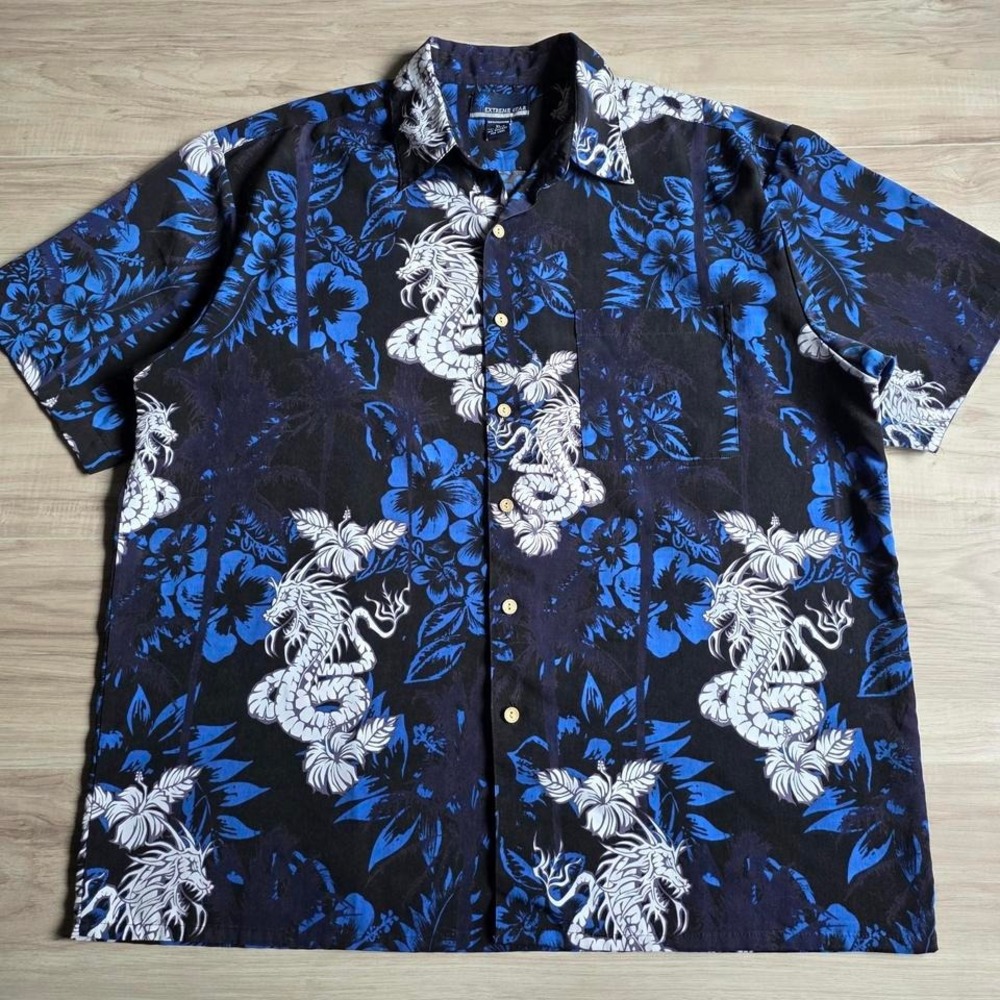 Vintage Y2K Tribal Dragon Button Up Shirt